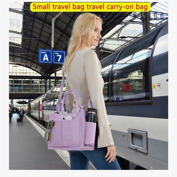 Women's Lavender Canvass Laptop Bag - Picture 7 of 7